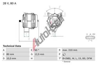 BOSCH Alterntor BO 0986048100, 0 986 048 100