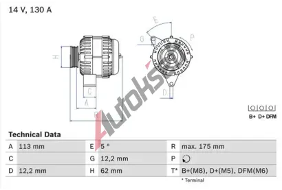 BOSCH Alterntor BO 0986048801, 0986048801