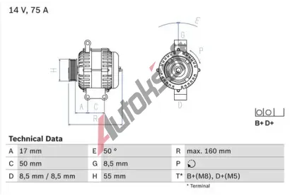 BOSCH Alterntor BO 0986049081, 0986049081