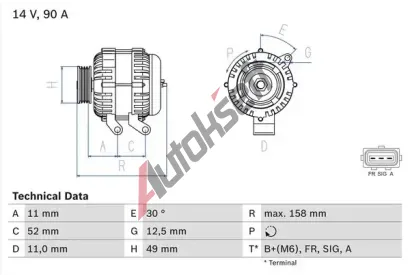 BOSCH Alterntor BO 0986049121, 0986049121