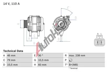 BOSCH Alterntor BO 0986049500, 0986049500