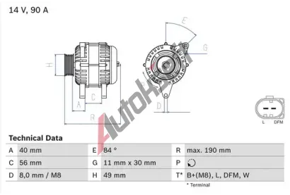 BOSCH Alterntor BO 0986049640, 0 986 049 640