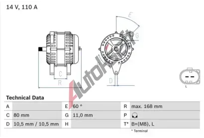 BOSCH Alterntor BO 0986080060, 0 986 080 060