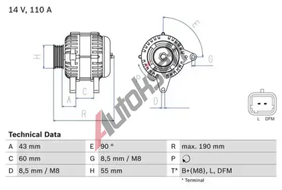 BOSCH Alterntor BO 0986080140, 0986080140