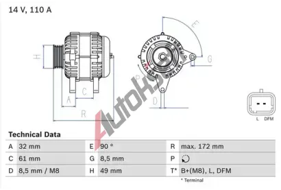 BOSCH Alterntor BO 0986080330, 0986080330