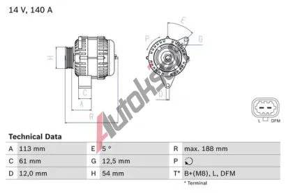 BOSCH Alterntor BO 0986080380, 0 986 080 380