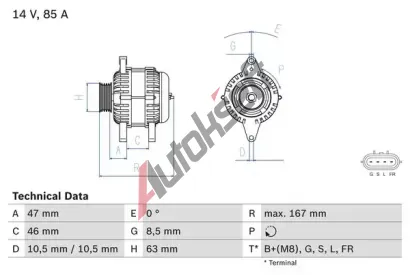 BOSCH Alterntor BO 0986080480, 0986080480