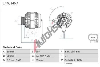 BOSCH Alterntor BO 0986080600, 0986080600