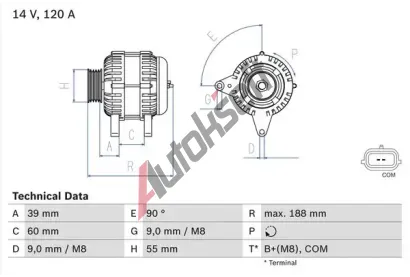 BOSCH Alterntor BO 0986080990, 0 986 080 990