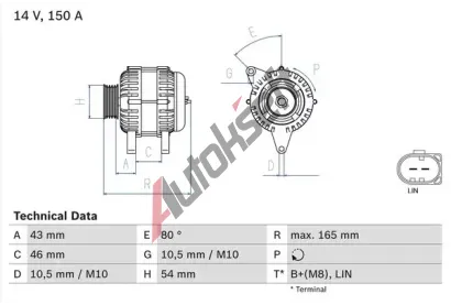 BOSCH Alterntor BO 0986081190, 0 986 081 190