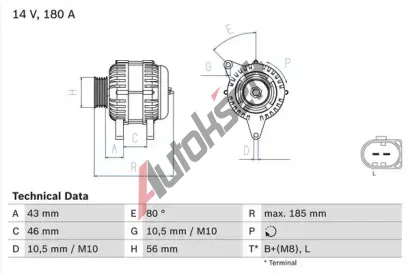 BOSCH Alterntor BO 0986081390, 0 986 081 390