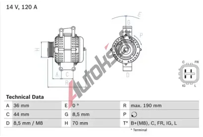 BOSCH Alterntor BO 0986082050, 0 986 082 050
