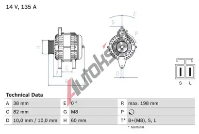 BOSCH Alterntor BO 0986082190, 0 986 082 190