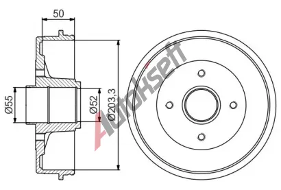 BOSCH Brzdov buben s loiskem - 203,3 mm BO 0986477171, 0 986 477 171