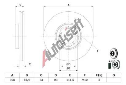 BOSCH Brzdov kotou - 308 mm BO 0986479D40, 0 986 479 D40