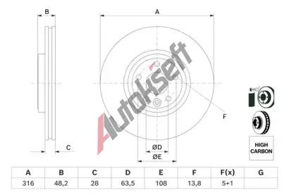 BOSCH Brzdov kotou - 316 mm BO 0986479E62, 0 986 479 E62