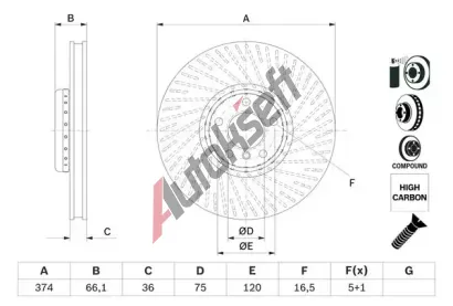 BOSCH Brzdov kotou - 374 mm BO 0986479E63, 0 986 479 E63