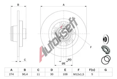 BOSCH Brzdov kotou s loiskem - 274 mm BO 0986479F30, 0 986 479 F30