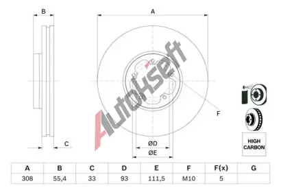 BOSCH Brzdov kotou - 308 mm BO 0986479F46, 0 986 479 F46