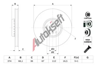 BOSCH Brzdov kotou - 374 mm BO 0986479F54, 0 986 479 F54