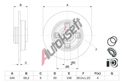 BOSCH Brzdov kotou s loiskem - 244 mm BO 0986479F74, 0 986 479 F74