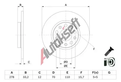 BOSCH Brzdov kotou - 278 mm BO 0986479G21, 0 986 479 G21