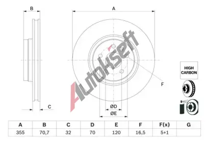 BOSCH Brzdov kotou - 355 mm BO 0986479G54, 0 986 479 G54