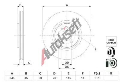 BOSCH Brzdov kotou - 345 mm BO 0986479G69, 0 986 479 G69