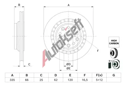 BOSCH Brzdový kotouč - 335 mm BO 0986479H65, 0 986 479 H65 BOSCH Brzdový kotouč - 335 mm BO 0986479H65, 0 986 479 H65