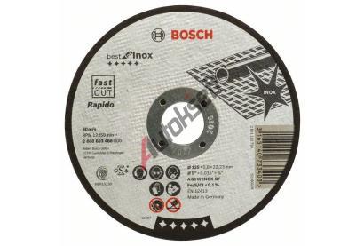 BOSCH Dělicí kotouč rovný Best for Inox - Rapido - A 60 W INOX BF, 125mm, 0,8mm - 316514073340 BO 2608603488, 2 608 603 488 BOSCH Dělicí kotouč rovný Best for Inox - Rapido - A 60 W INOX BF, 125mm, 0,8mm - 316514073340 BO 2608603488, 2 608 603 488