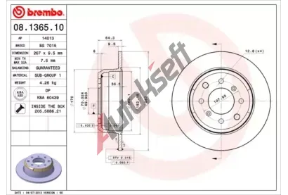 BREMBO Brzdov kotou - 267 mm BRE 08.1365.10, 08.1365.10