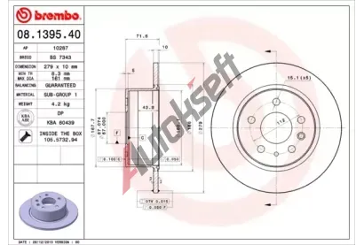 BREMBO Brzdov kotou - 279 mm BRE 08.1395.40, 08.1395.40