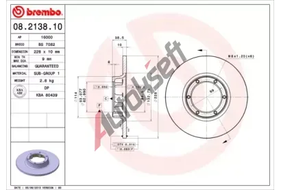 BREMBO Brzdov kotou - 228 mm BRE 08.2138.10, 08.2138.10