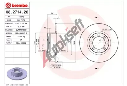 BREMBO Brzdov kotou - 238 mm BRE 08.2714.20, 08.2714.20