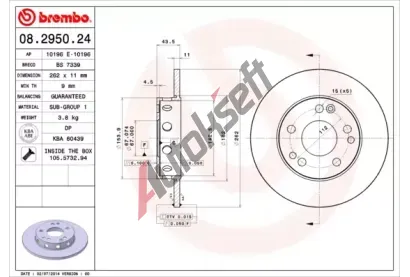 BREMBO Brzdov kotou - 262 mm BRE 08.2950.24, 08.2950.24