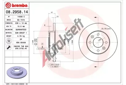BREMBO Brzdov kotou - 238 mm BRE 08.2958.14, 08.2958.14