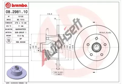 BREMBO Brzdov kotou - 278 mm BRE 08.2981.10, 08.2981.10