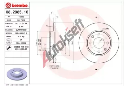 BREMBO Brzdov kotou - 247 mm BRE 08.2985.10, 08.2985.10