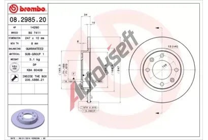 BREMBO Brzdov kotou - 247 mm BRE 08.2985.20, 08.2985.20