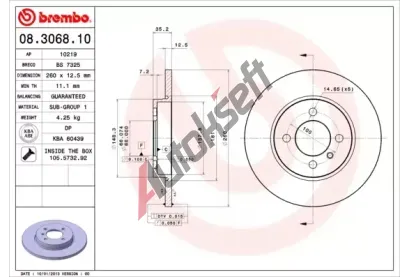 BREMBO Brzdov kotou - 260 mm BRE 08.3068.10, 08.3068.10