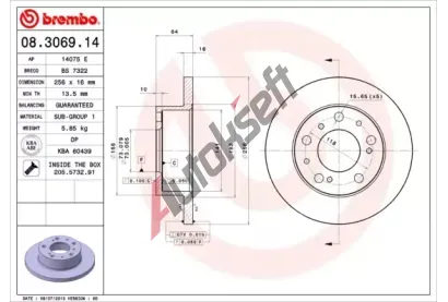 BREMBO Brzdov kotou - 256 mm BRE 08.3069.14, 08.3069.14