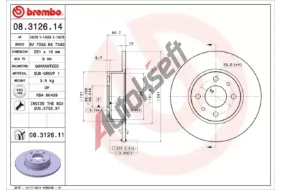 BREMBO Brzdov kotou - 251 mm BRE 08.3126.11, 08.3126.11