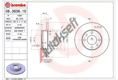 BREMBO Brzdov kotou - 227 mm BRE 08.3636.10, 08.3636.10