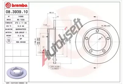 BREMBO Brzdov kotou - 272 mm BRE 08.3939.10, 08.3939.10