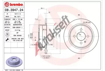 BREMBO Brzdov kotou - 258 mm BRE 08.3947.24, 08.3947.24