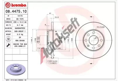 BREMBO Brzdov kotou - 236 mm BRE 08.4475.10, 08.4475.10