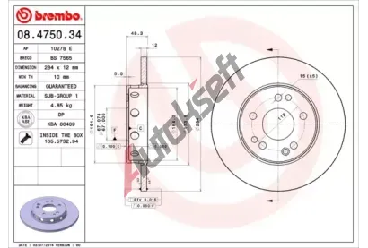 BREMBO Brzdov kotou - 284 mm BRE 08.4750.34, 08.4750.34