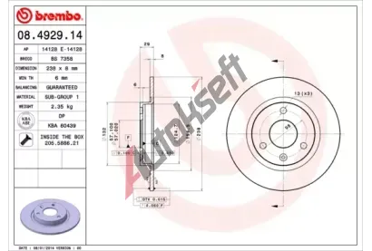 BREMBO Brzdov kotou - 238 mm BRE 08.4929.14, 08.4929.14