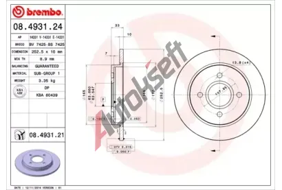 BREMBO Brzdov kotou - 253 mm BRE 08.4931.24, 08.4931.24