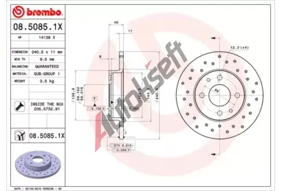 BREMBO Brzdov kotou XTRA LINE - 240 mm BRE 08.5085.1X, 08.5085.1X